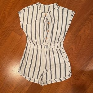 striped black and white jumpsuit